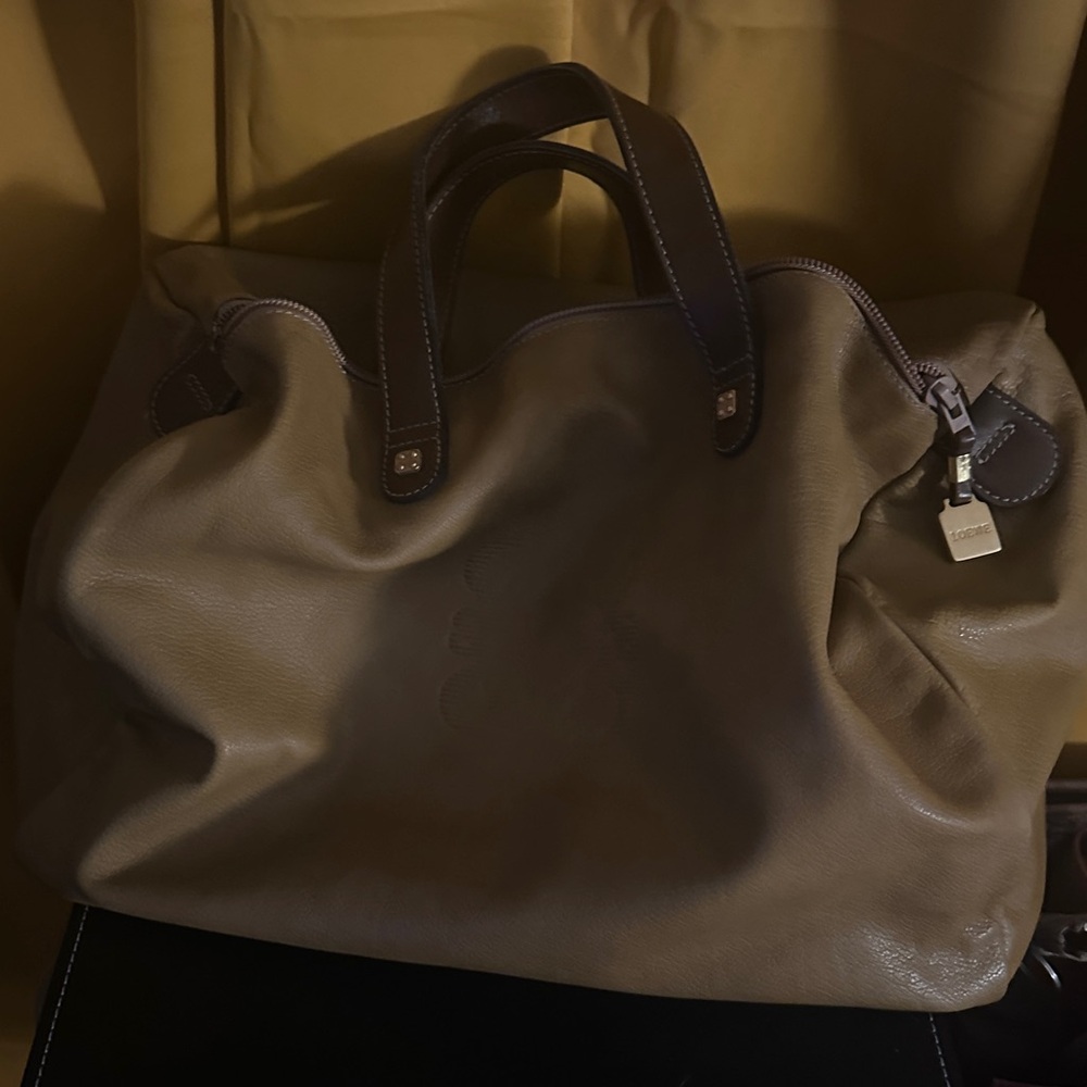 Authentic preloved Loewe Boston bag gold w/ brown leather straps, gold hardware